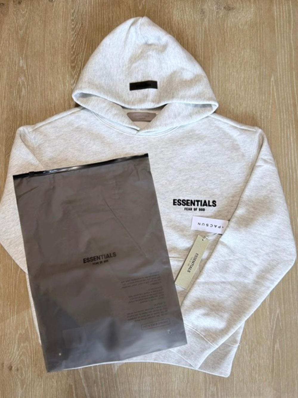 Essentials Light Gray Pullover Hoodie with Chest Logo